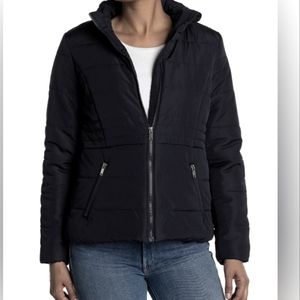 BE BOUNDLESS Black Soft Touch quilted puffer coat size medium NWT *